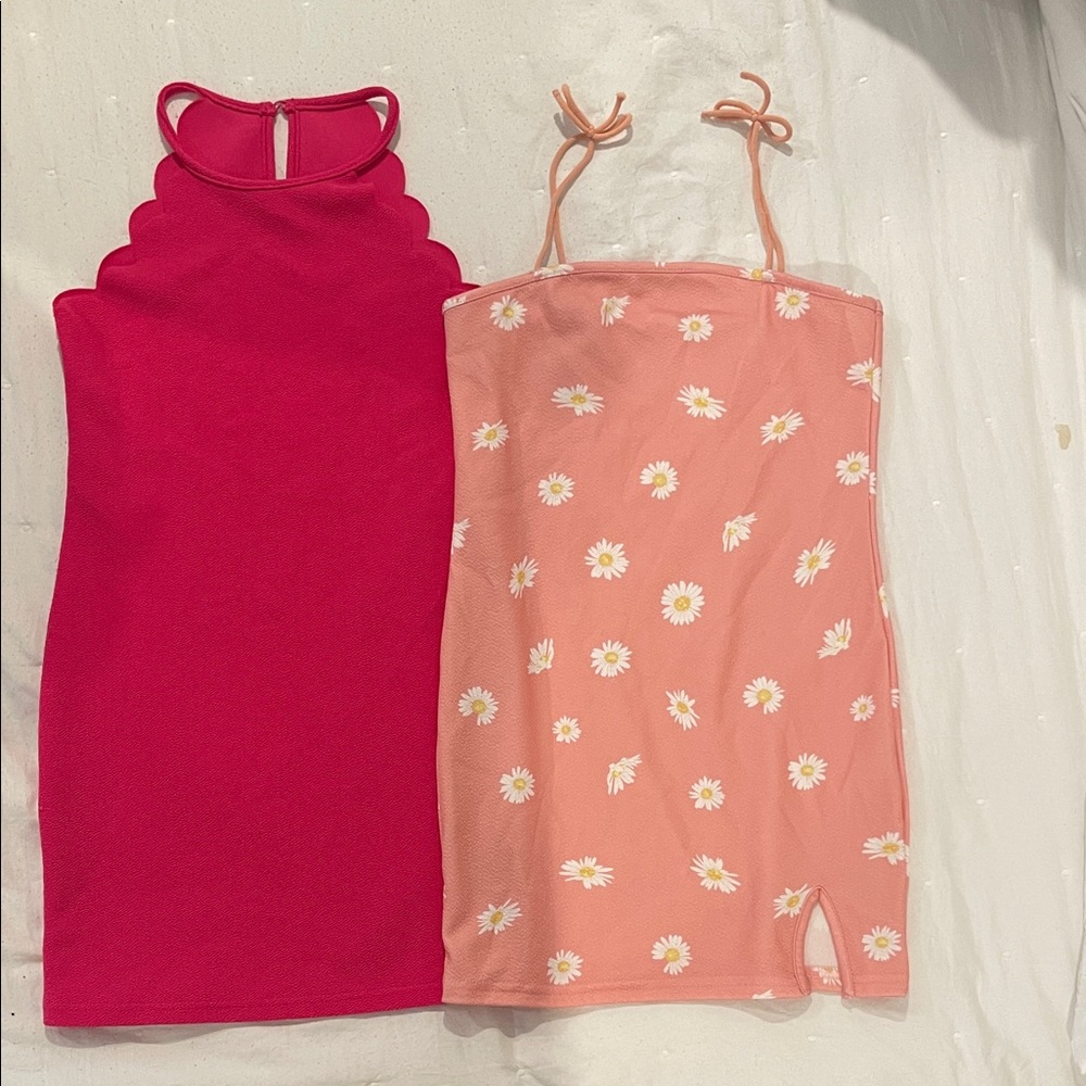 8-9 Yrs Girls - Red and Peach Floral Dresses